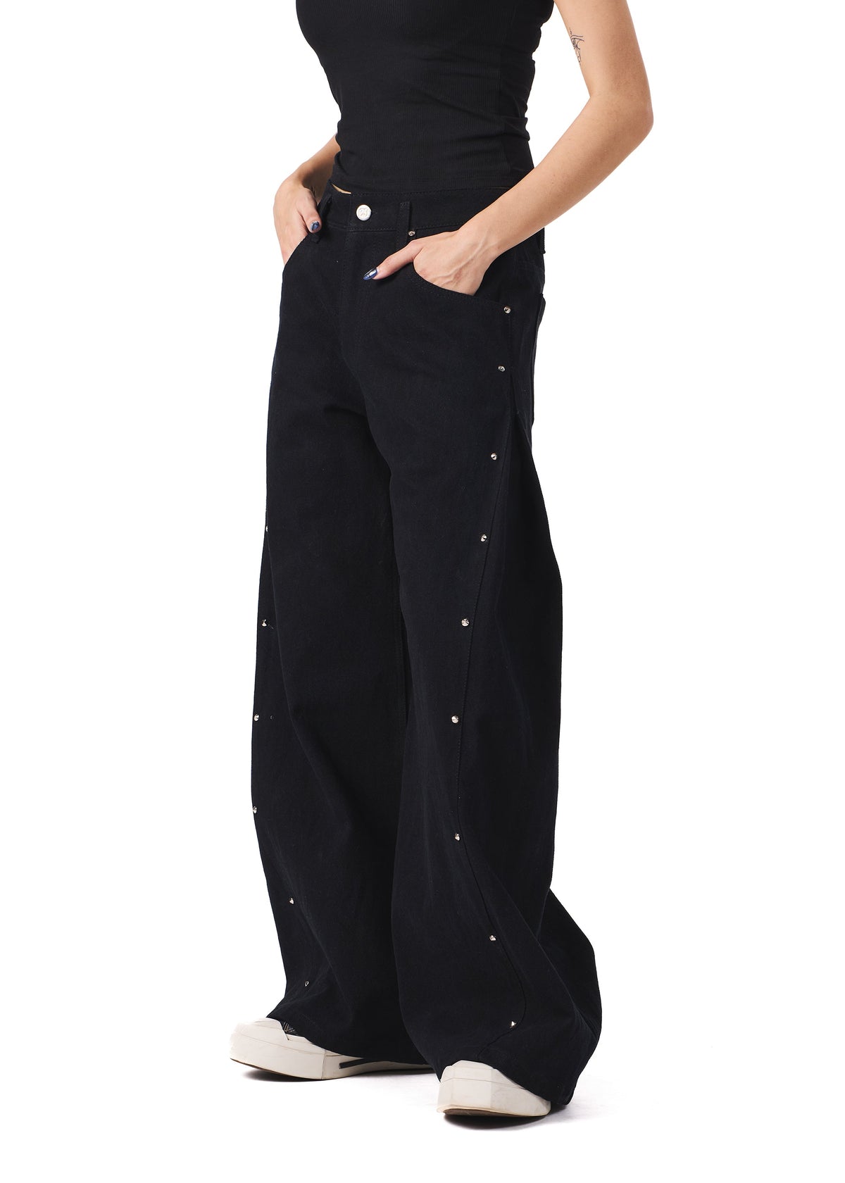 Black Wide Leg Denim by EVEMEN