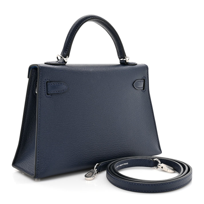 Hermès Chèvre Mysore Verso Mini Kelly Sellier 20 – Bleu Navy - Zeuskicks