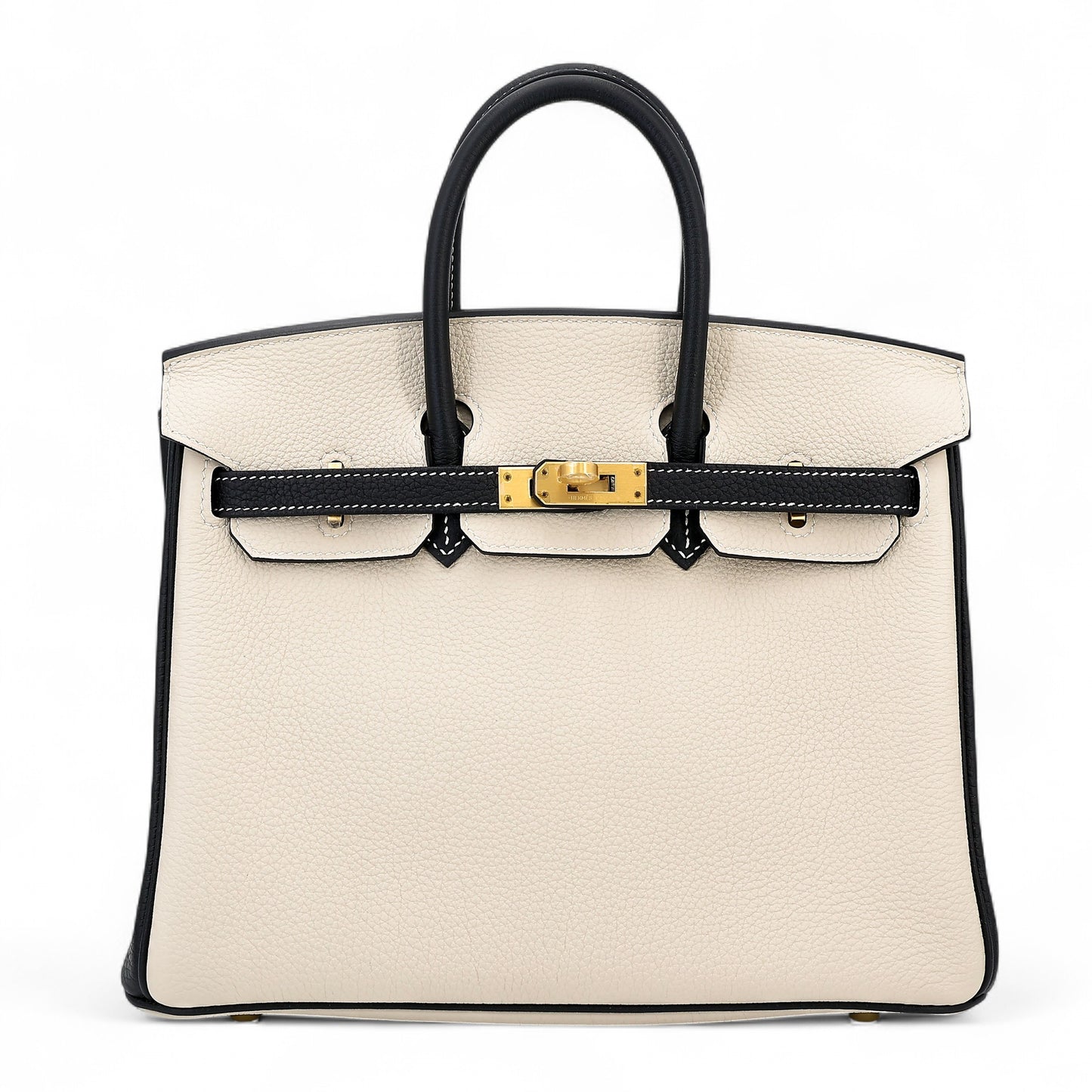 Hermès Special Order (HSS) Birkin 25 – Black (89) & Nata (I2) Togo Leather with Brushed Gold Hardware (2020 Y Stamp) - Zeuskicks