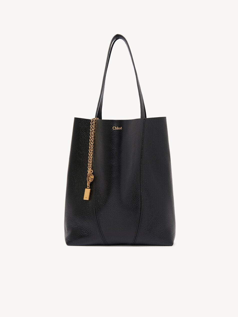 CHLOE Spin tote bag in grained leather Black by CHLOE