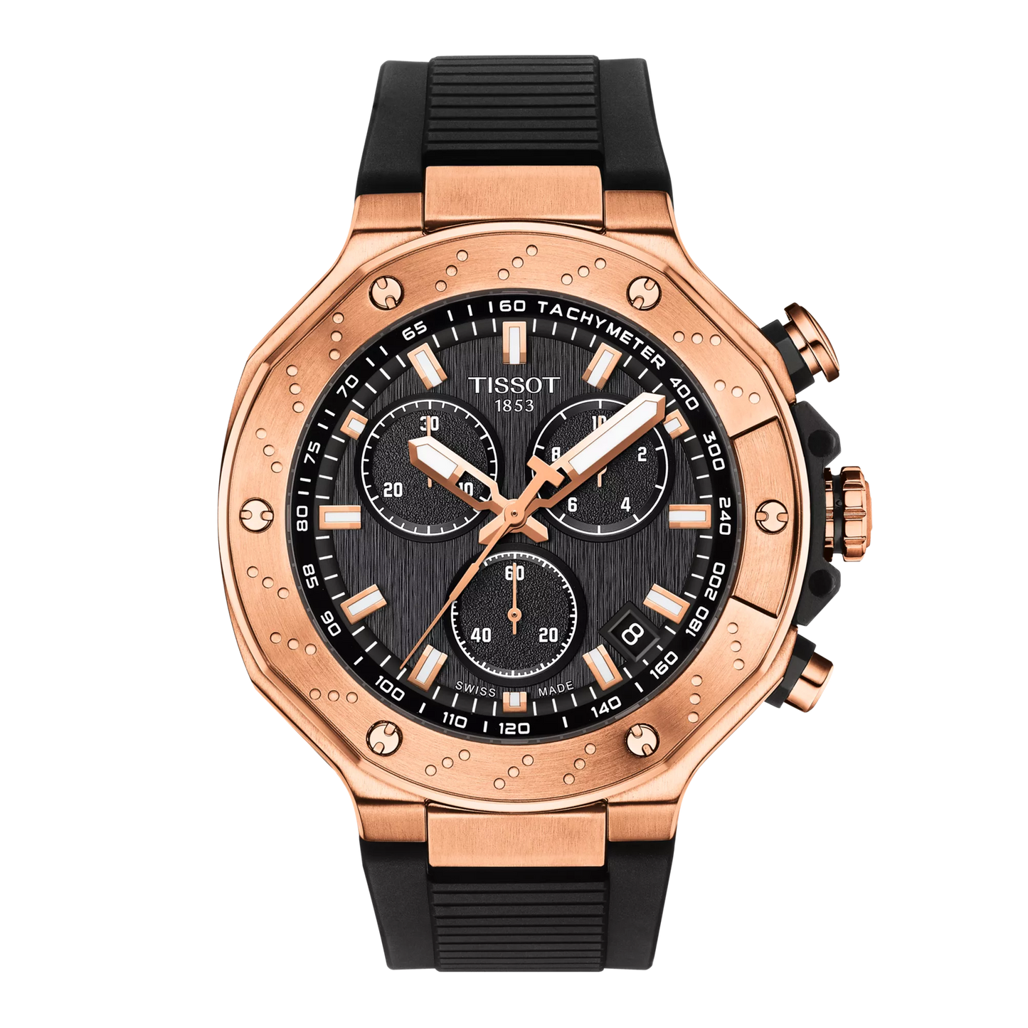 Men’s Tissot T-Race T141.417.37.051.00 Quartz Chronograph Watch – Black Dial & Rose Gold PVD Case