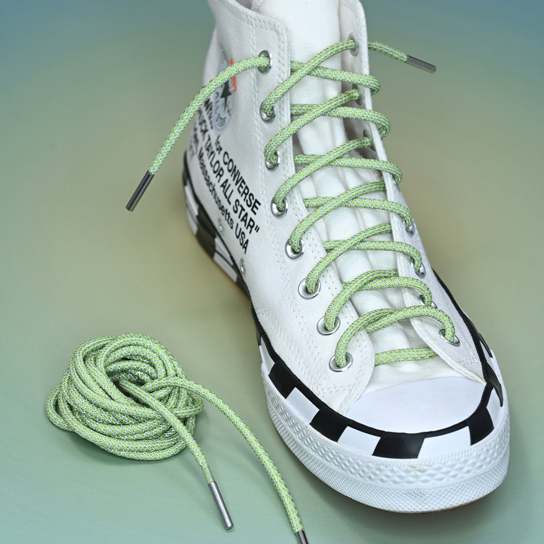 Candy Apple Green Reflective Shoelaces | Yeezy Laces, Nike Laces By KNOTTY by KNOTTY