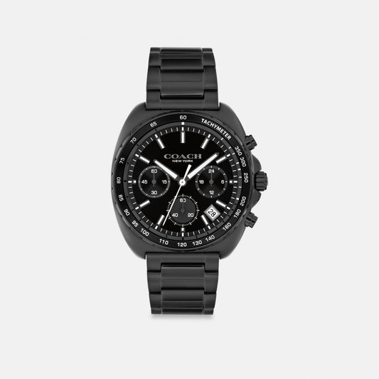 Men's Coach Charter Chronograph Watch, 39 Mm in Black, style CAZ74 #color_Black — front view
