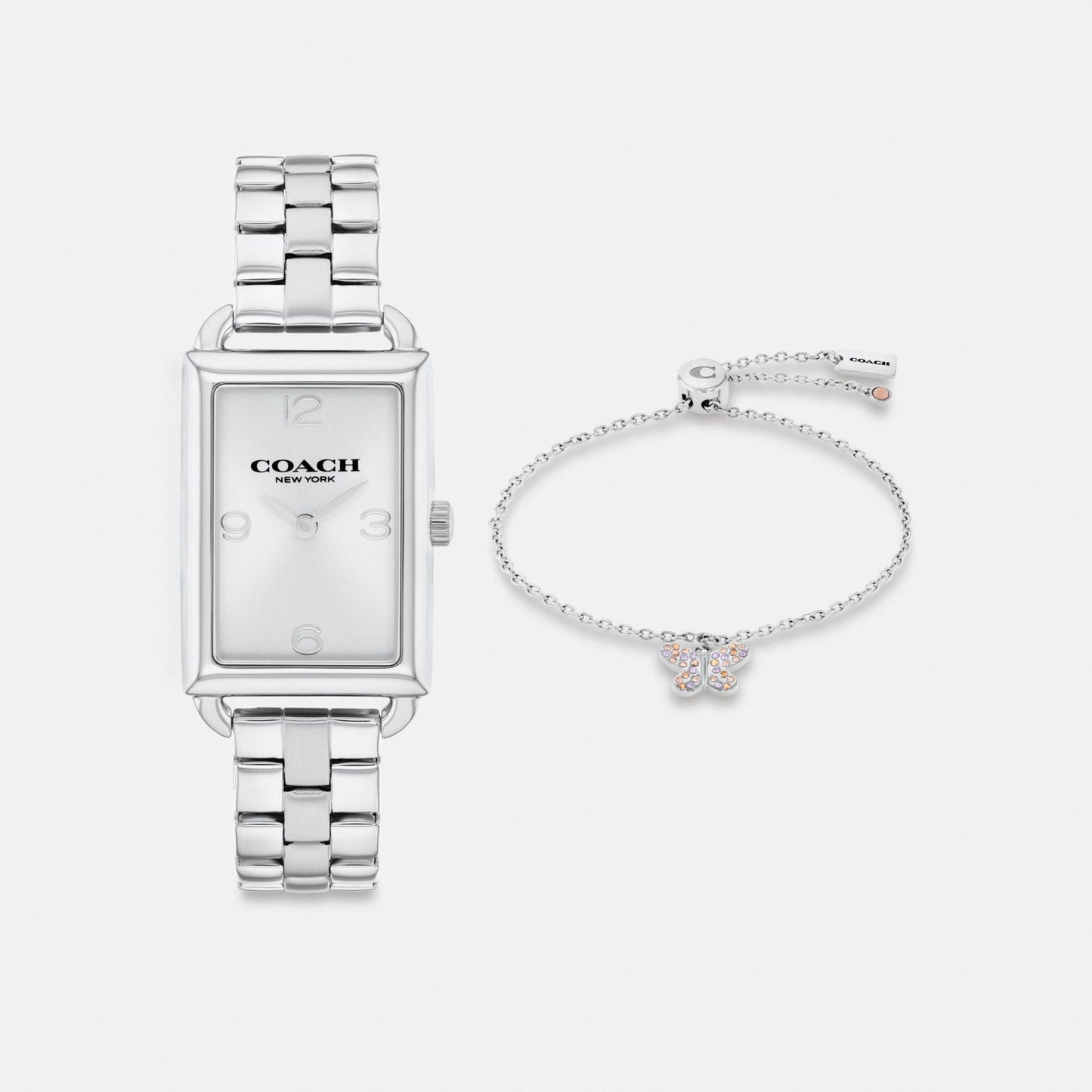 Women's Coach Liz Watch Gift Set, 30 Mm X 22 Mm in Stainless Steel, style CAZ88 #color_Stainless Steel — front view