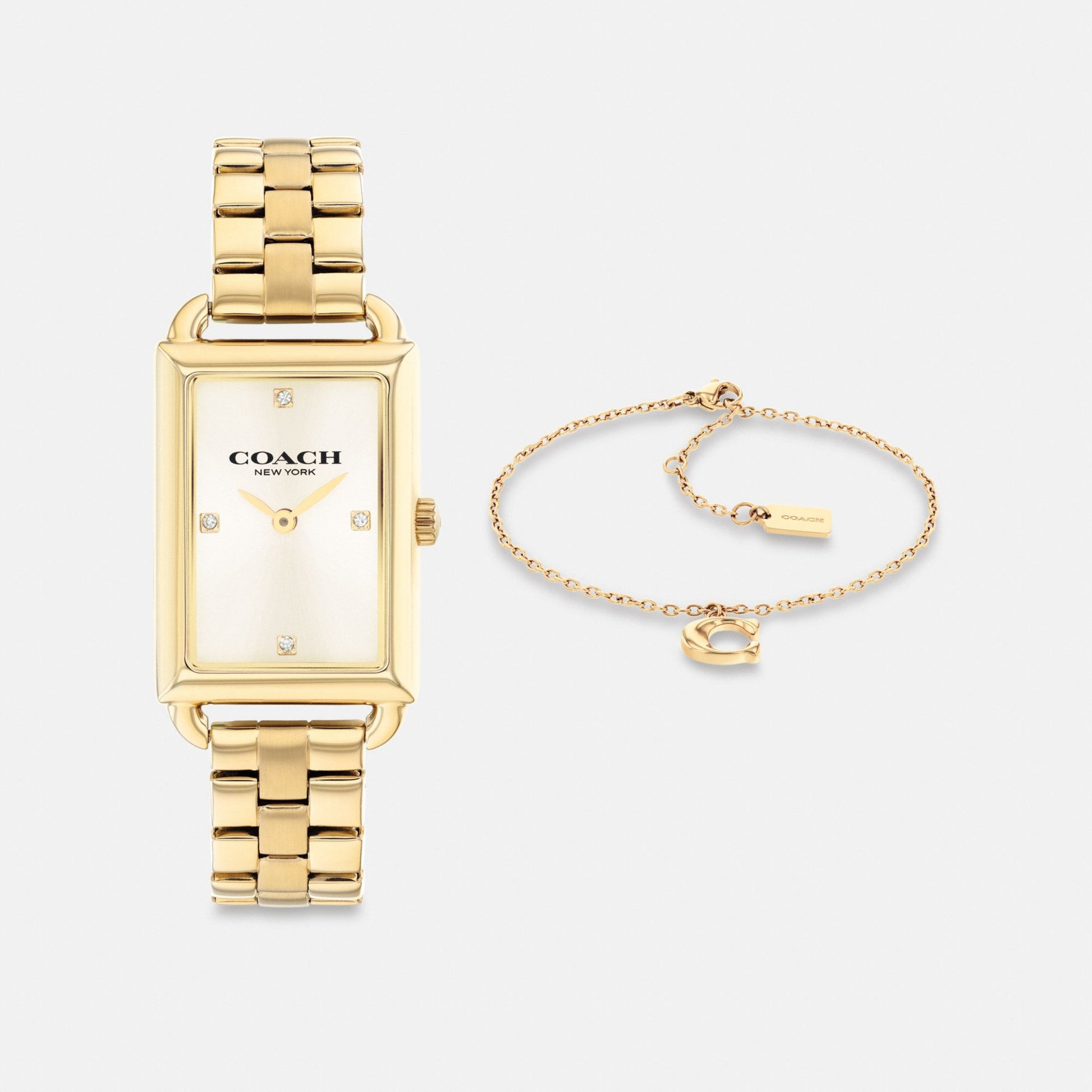 Women's Coach Liz Watch Gift Set, 30 Mm X 22 Mm in Gold, style CCT20 #color_Gold — front view