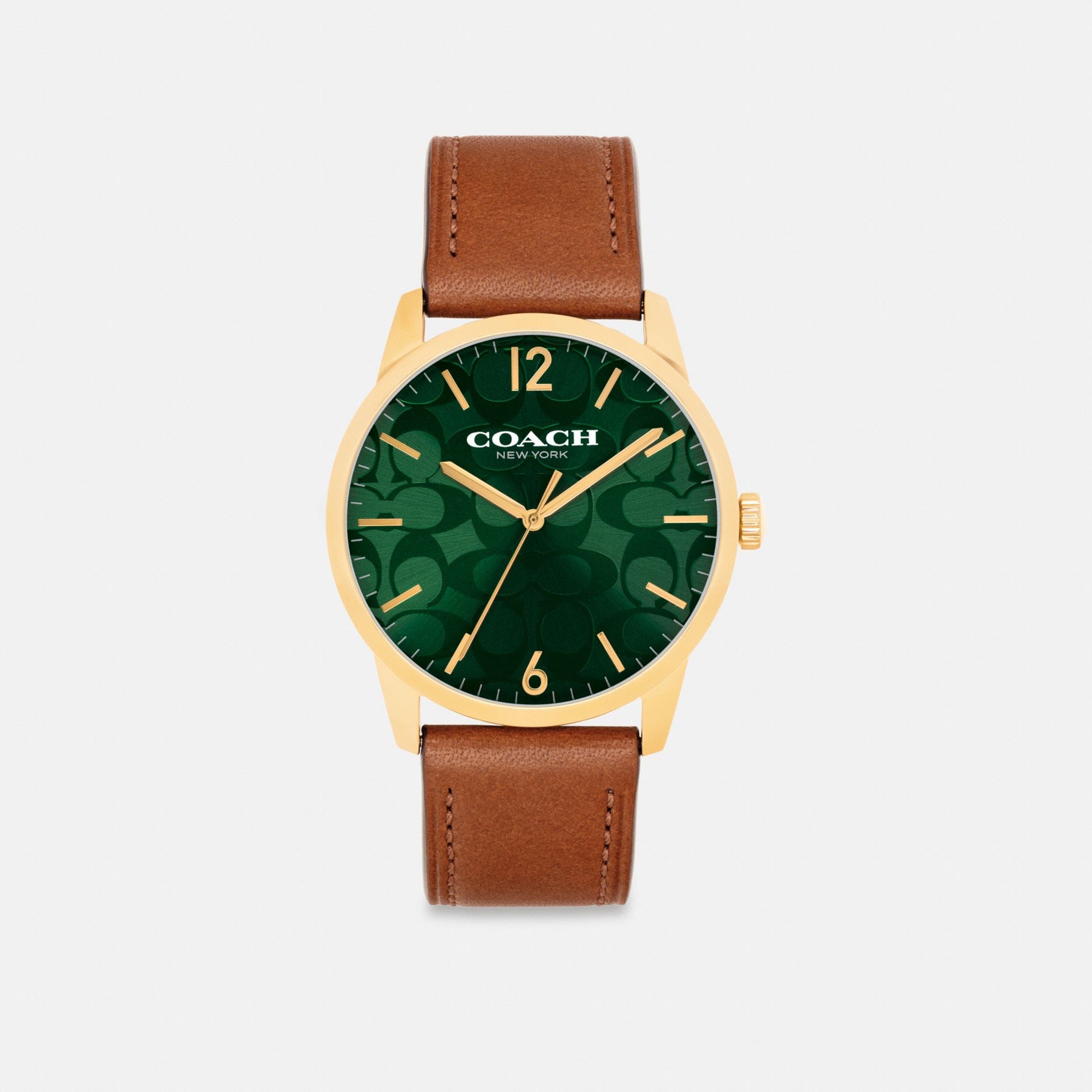 Men's Coach Keane Watch, 39 Mm in Saddle, style CCT23 #color_Saddle — front view