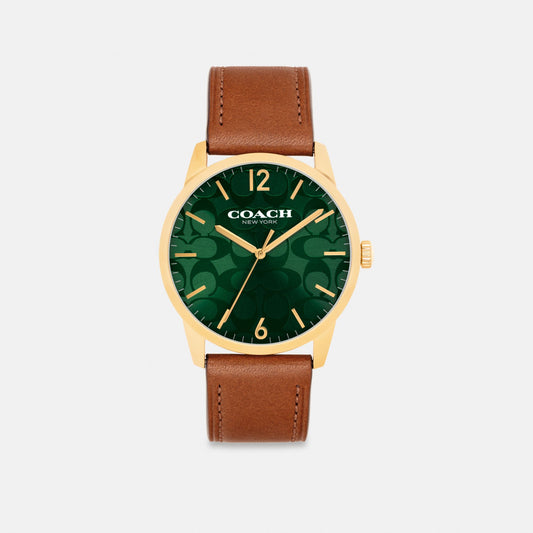 Men's Coach Keane Watch, 39 Mm in Saddle, style CCT23 #color_Saddle — front view