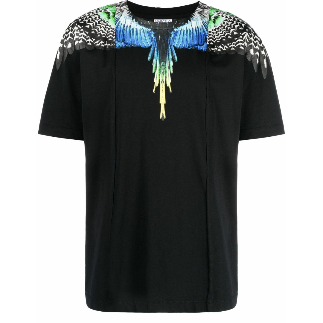 MARCELO BURLON PATCHWORK WINGS REGULAR TEE BLACK by Marcelo Burlon