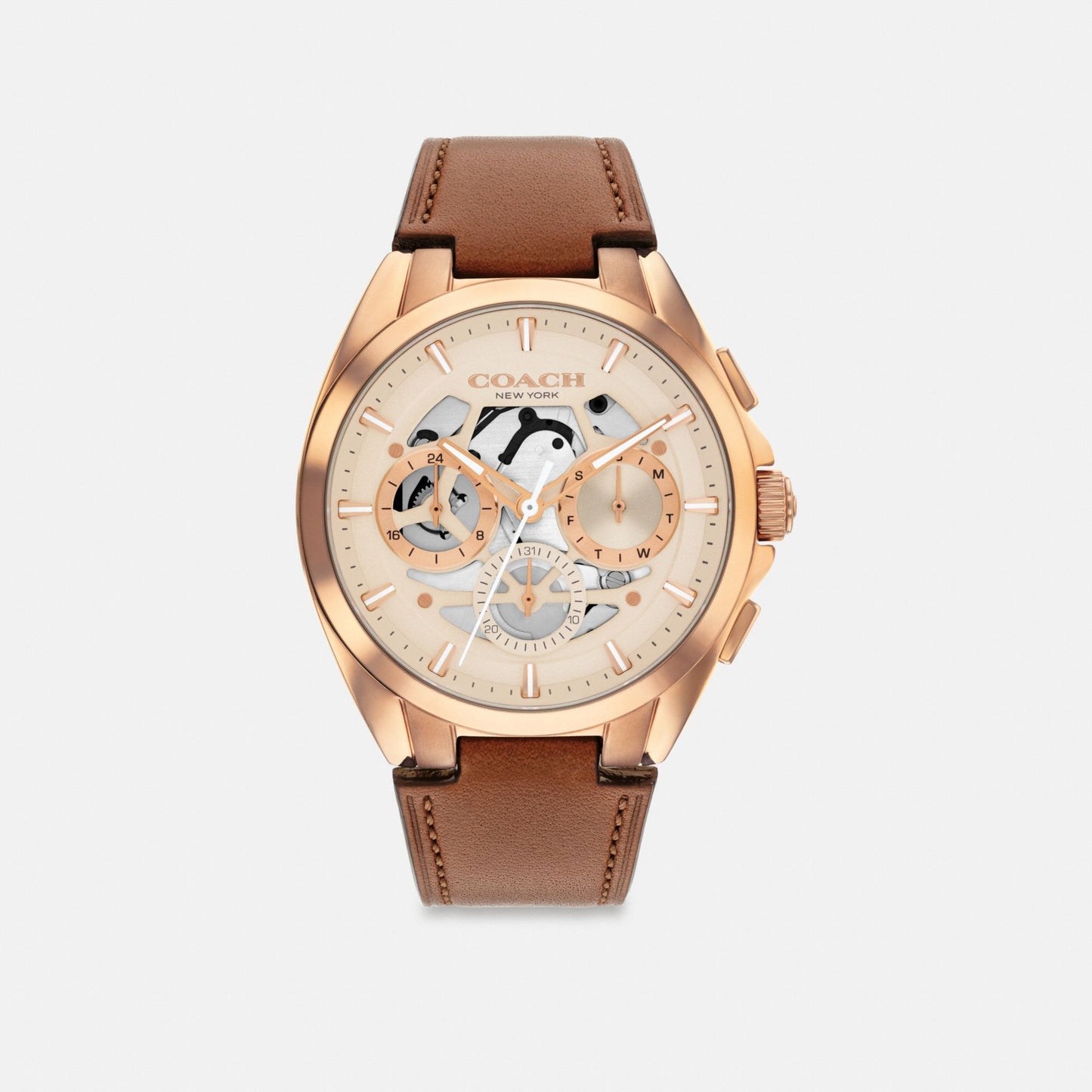 Men's Coach Jackson Chronograph Watch, 42 Mm in Saddle, style CEK42 #color_Saddle — front view