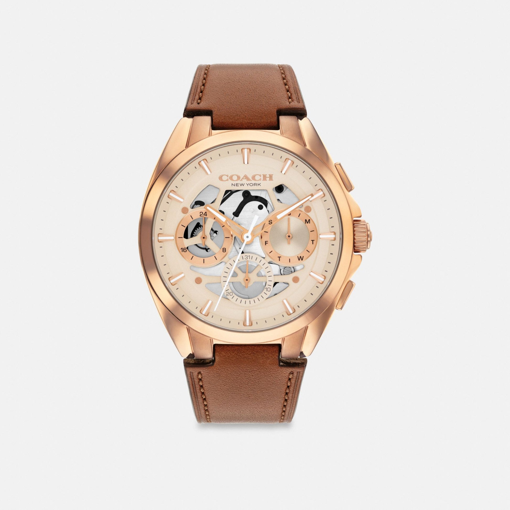 Men's Coach Jackson Chronograph Watch, 42 Mm in Saddle, style CEK42 #color_Saddle — front view