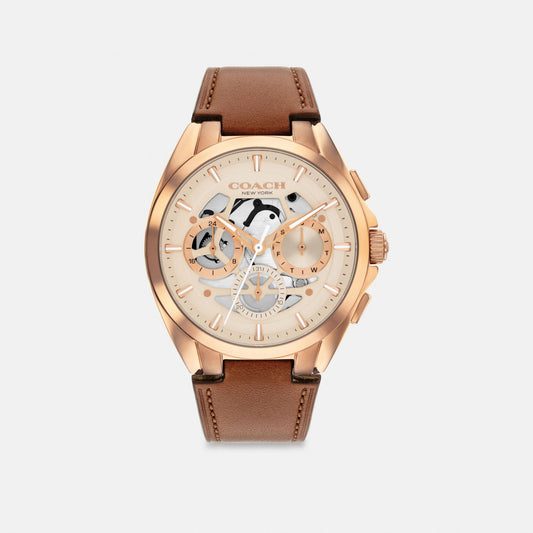 Men's Coach Jackson Chronograph Watch, 42 Mm in Saddle, style CEK42 #color_Saddle — front view