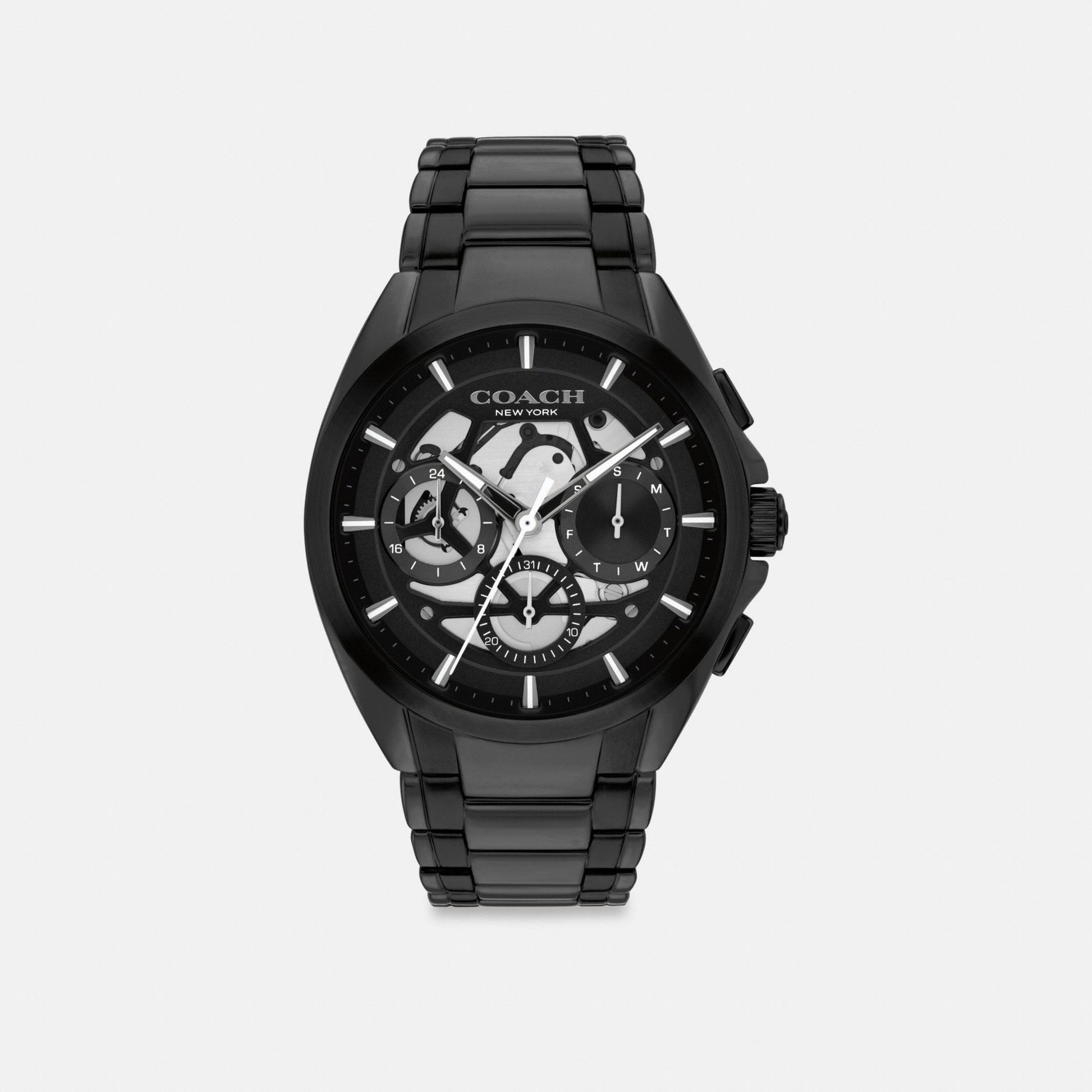 Men's Coach Jackson Chronograph Watch, 42 Mm in Black, style CEU51 #color_Black — front view