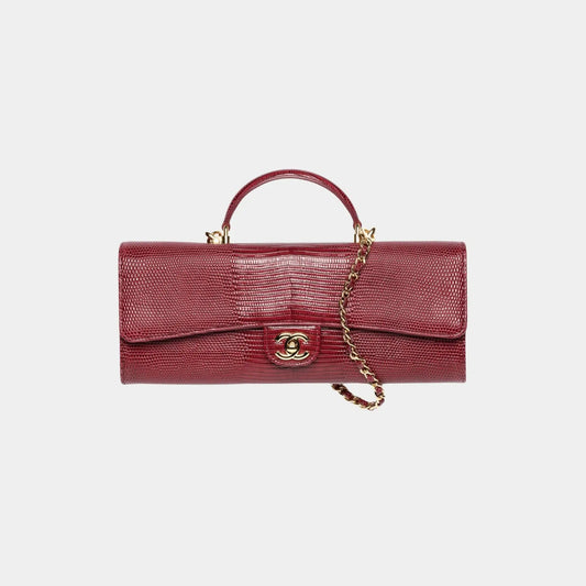 Chanel Clutch with Chain – Dark Burgundy Lizard Embossed Calfskin