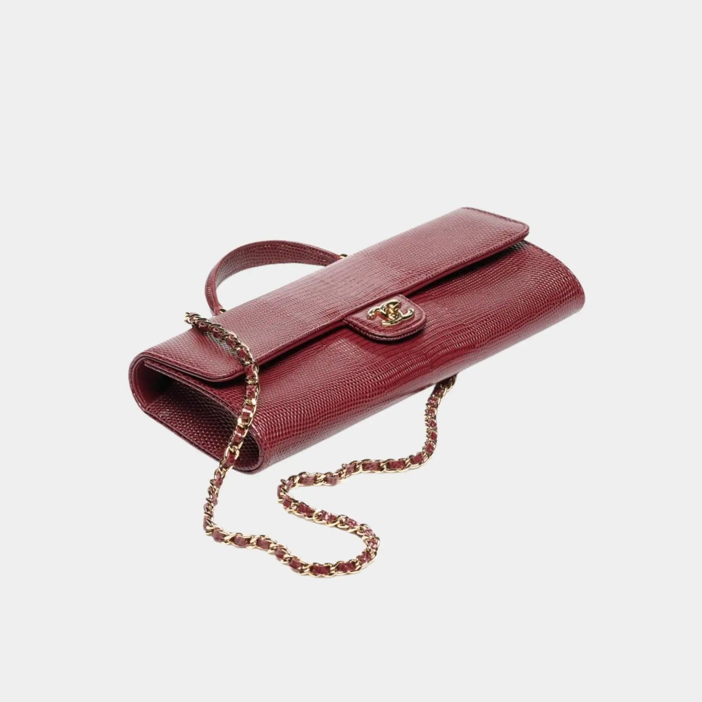 Chanel Clutch with Chain – Dark Burgundy Lizard Embossed Calfskin