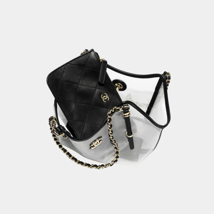 CHANEL Small Tote Bag – Fishnet Calfskin & Gold-Tone Metal (Transparent & Black) - Zeuskicks