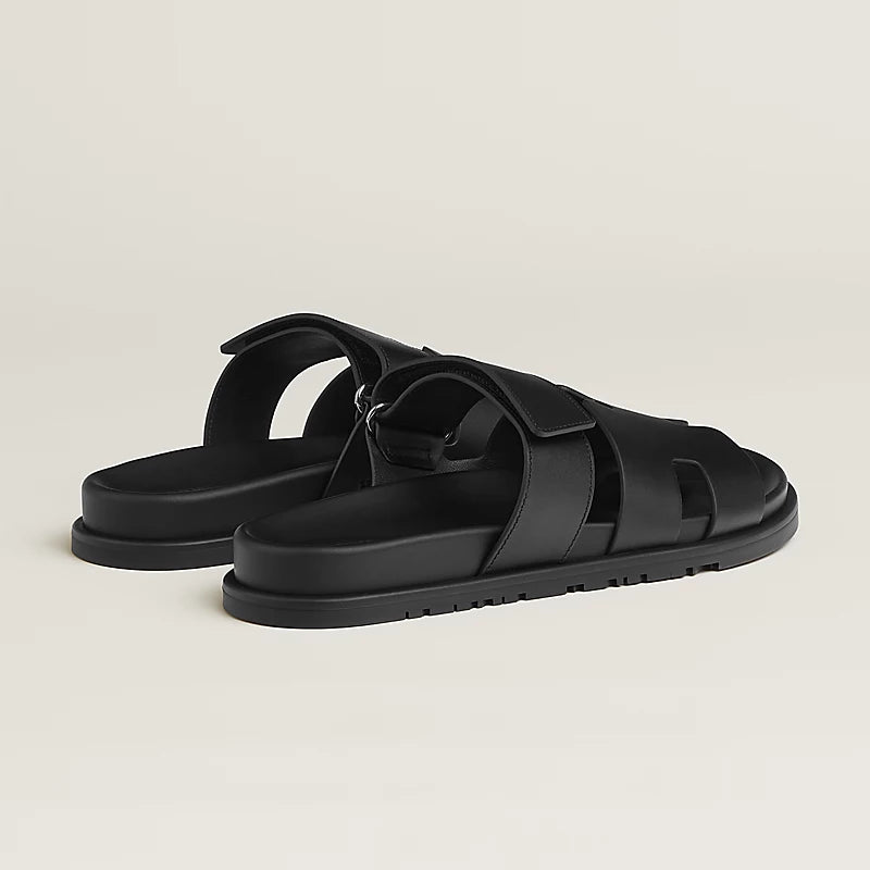 Hermès Chypre Sandals – All Black Calfskin - Zeuskicks