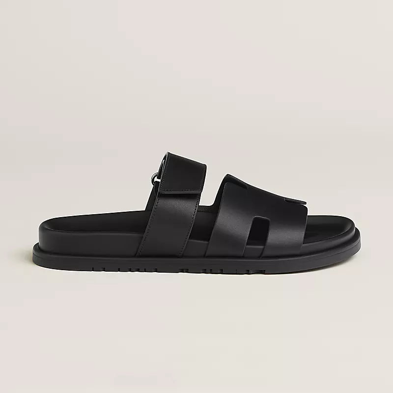 Hermès Chypre Sandals – All Black Calfskin - Zeuskicks