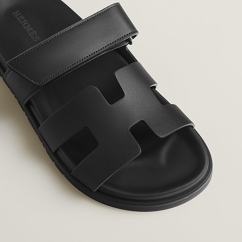 Hermès Chypre Sandals – All Black Calfskin - Zeuskicks
