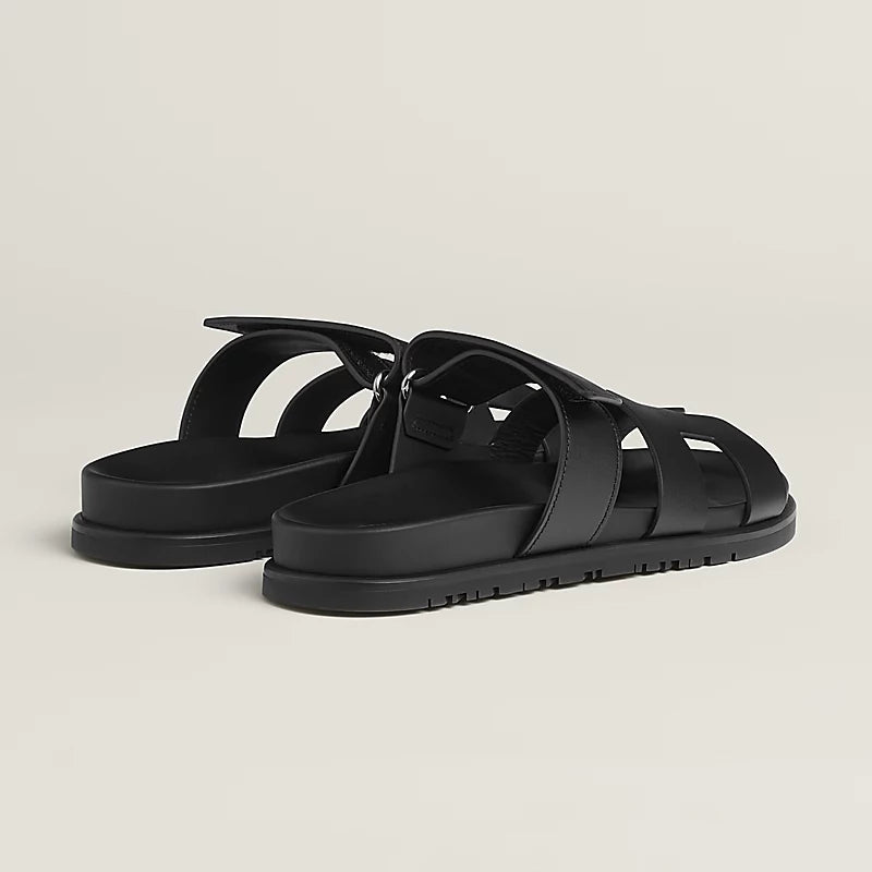 Hermès Chypre Sandals – All Black Calfskin - Zeuskicks