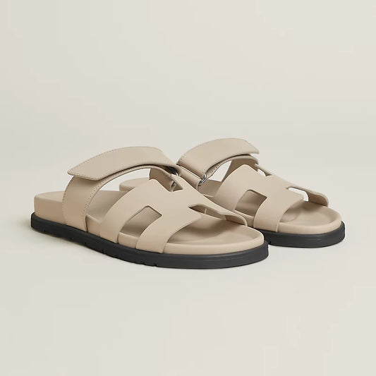 Hermes Chypre Sandal — Calfskin Techno Design in Beige Tone