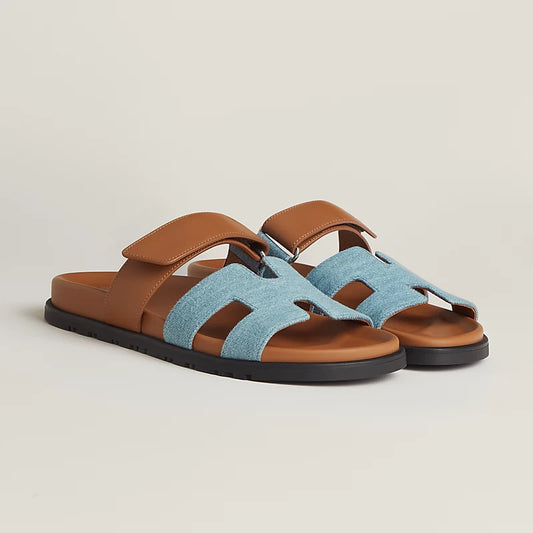 Hermès Chypre Sandals – Denim & Calfskin - Zeuskicks