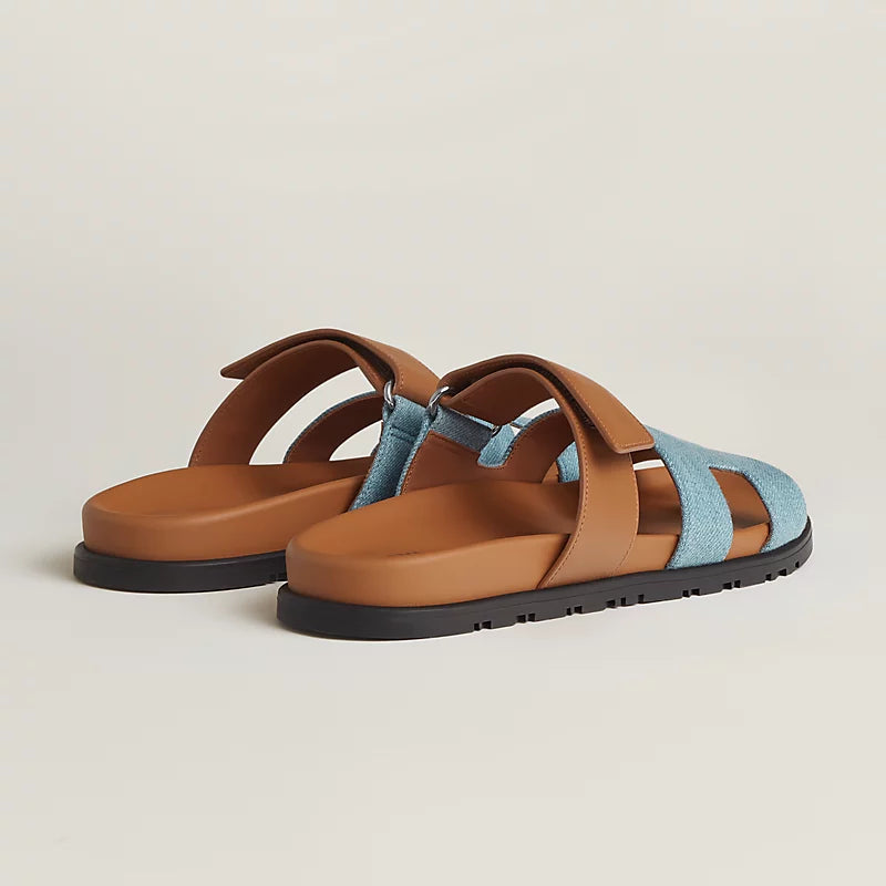 Hermès Chypre Sandals – Denim & Calfskin - Zeuskicks