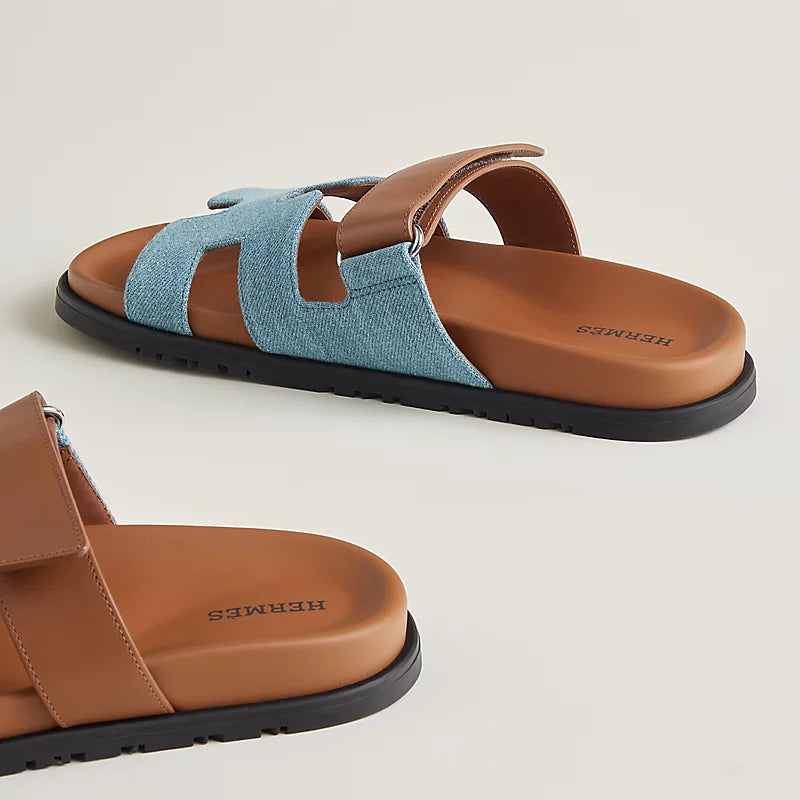 Hermès Chypre Sandals – Denim & Calfskin - Zeuskicks