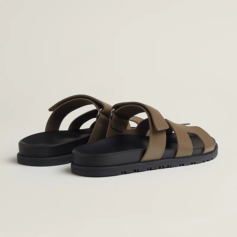 Hermès Chypre Sandals – Etoupe Epsom Calfskin - Zeuskicks
