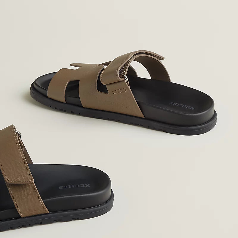 Hermès Chypre Sandals – Etoupe Epsom Calfskin - Zeuskicks