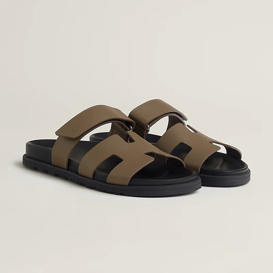 Hermès Chypre Sandals – Etoupe Epsom Calfskin - Zeuskicks