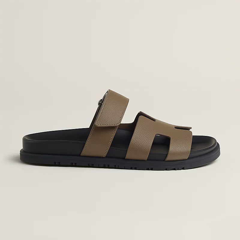 Hermès Chypre Sandals – Etoupe Epsom Calfskin - Zeuskicks