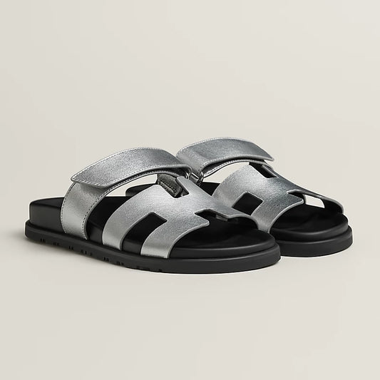 Chypre Sandal — Metallic Goatskin Techno Design