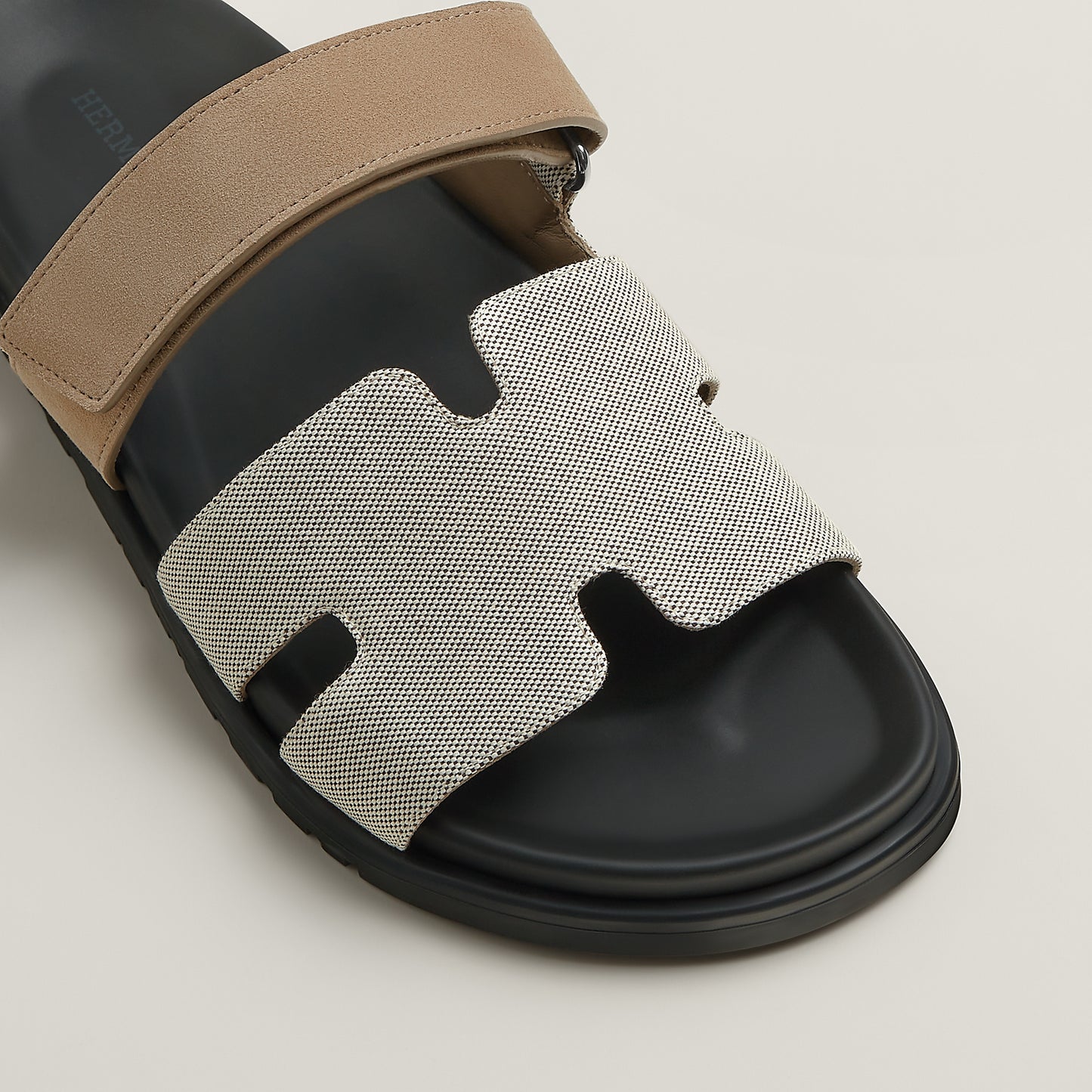 Hermes Chypre Sandals – Black Calfskin & Beige Lambskin Comfort Edition