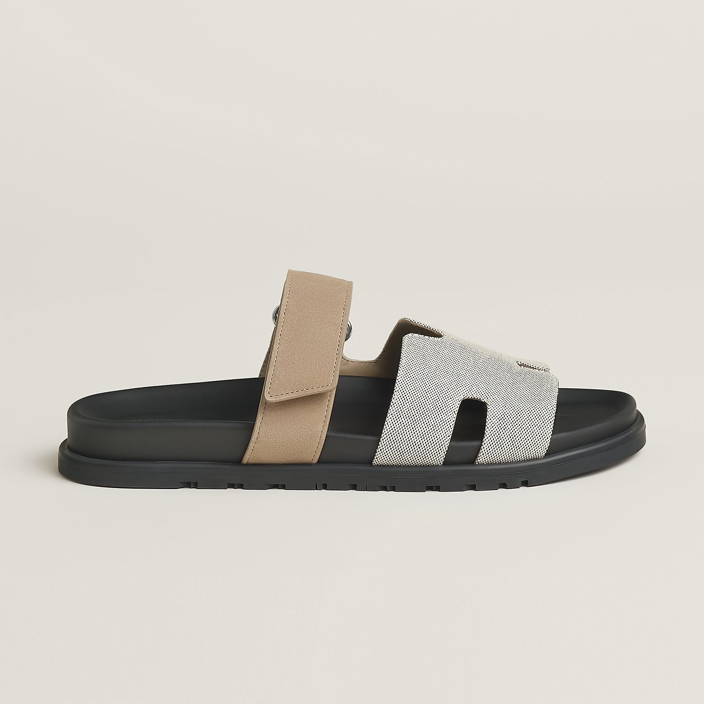 Hermes Chypre Sandals – Black Calfskin & Beige Lambskin Comfort Edition