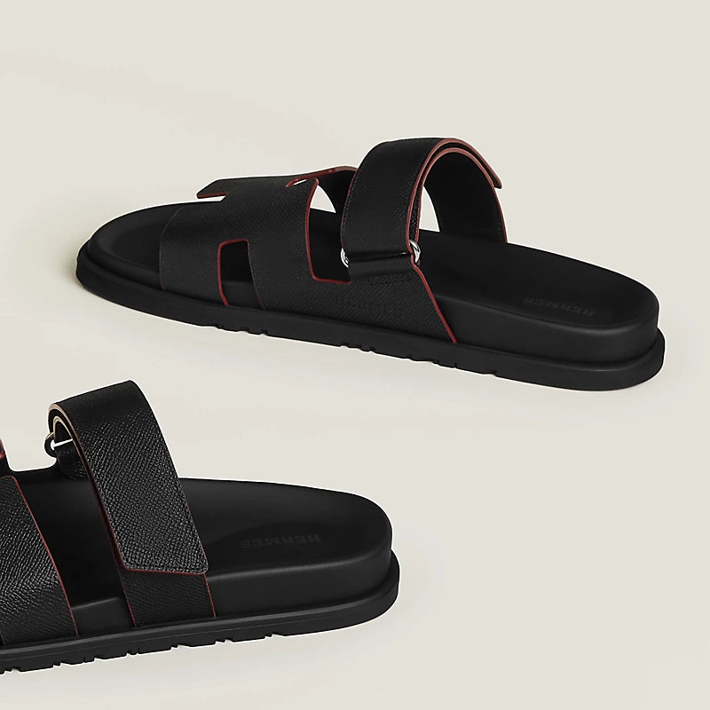 Hermès Chypre Sandals – Epsom Calfskin Black Edition