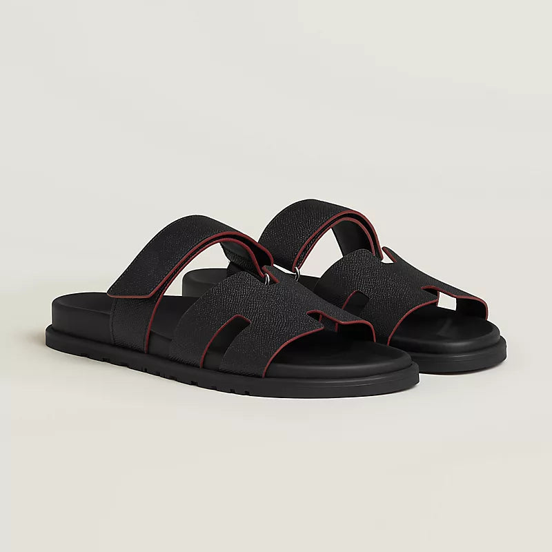 Hermès Chypre Sandals – Epsom Calfskin Black Edition