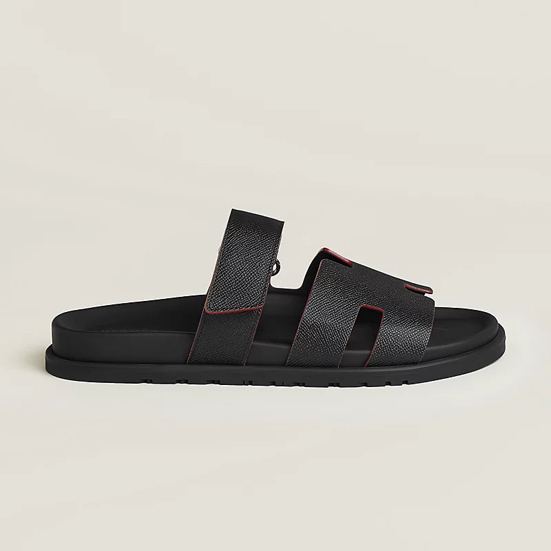 Hermès Chypre Sandals – Epsom Calfskin Black Edition