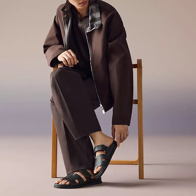 Hermès Chypre Sandals – Epsom Calfskin Black Edition
