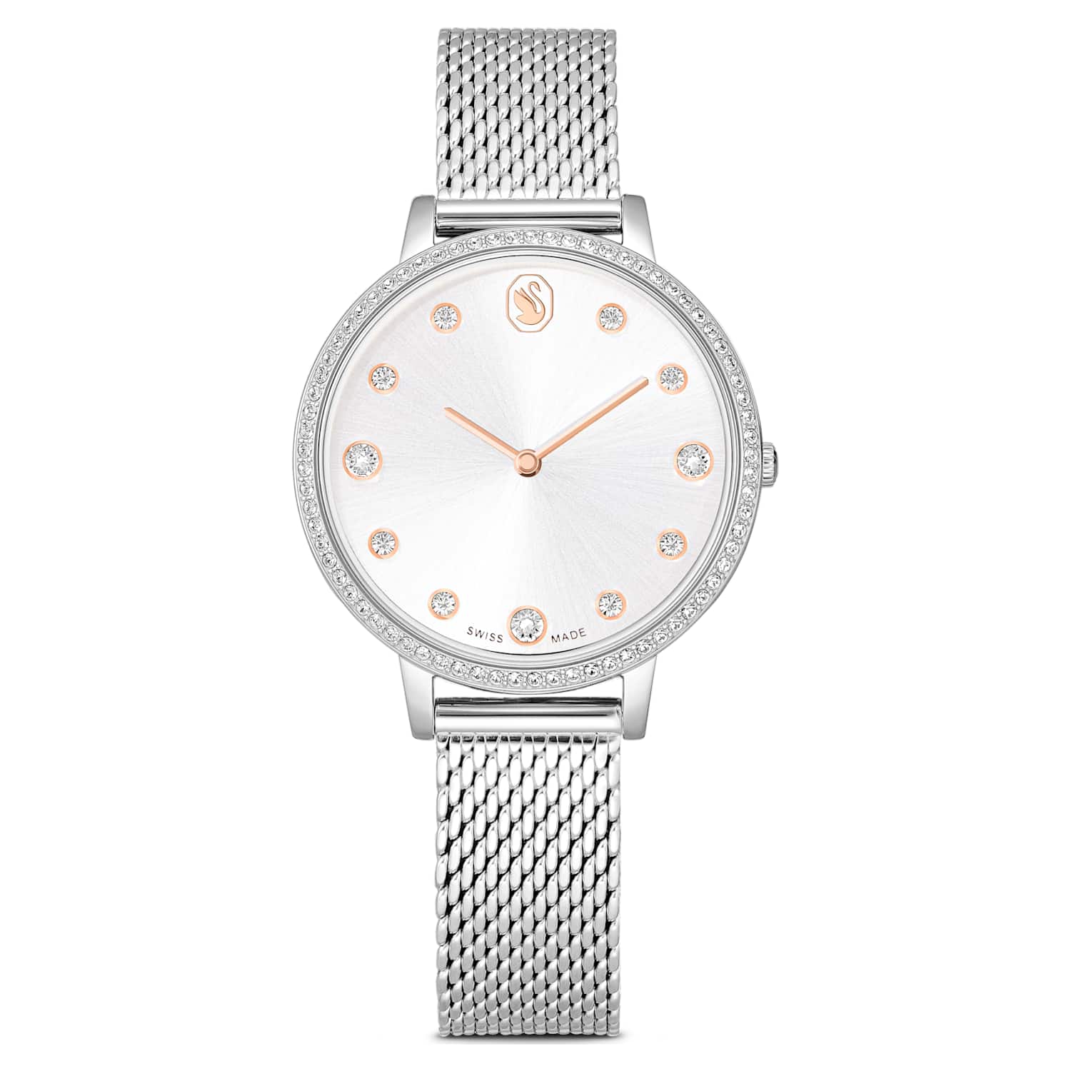 Clarica watch, Swiss Made, Metal bracelet, Silver tone, Stainless steel