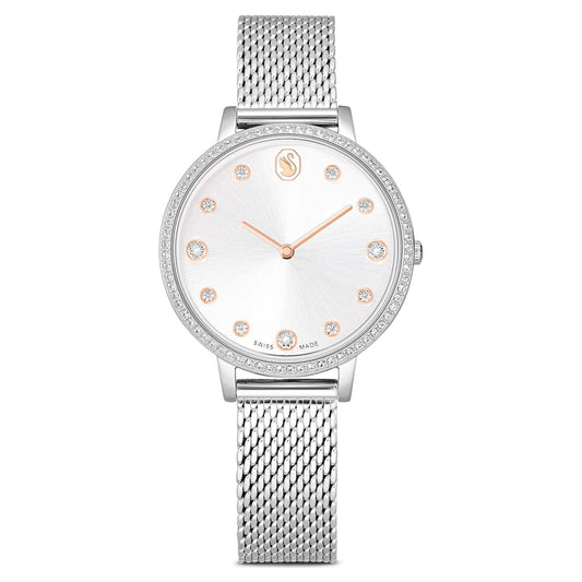 Clarica watch, Swiss Made, Metal bracelet, Silver tone, Stainless steel