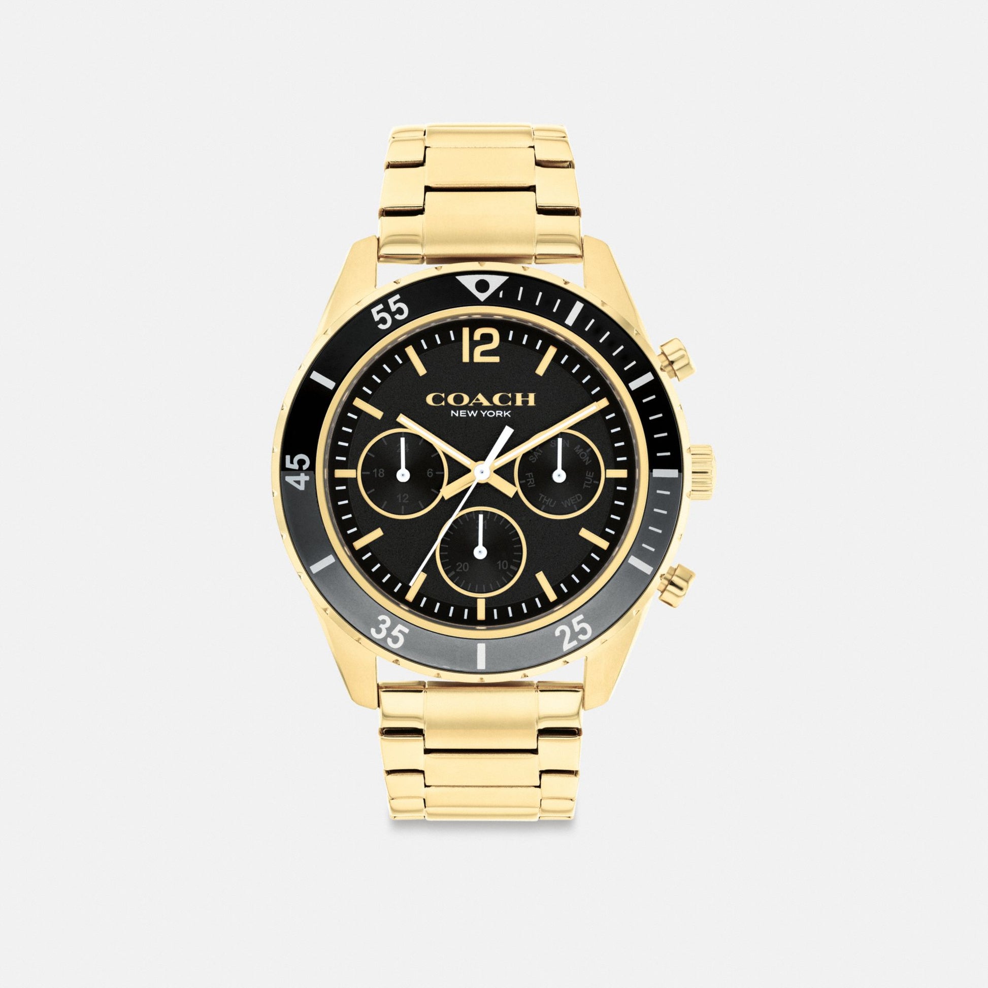 Men's Coach Cole Watch, 44 Mm in Gold, style CO351 #color_Gold — front view