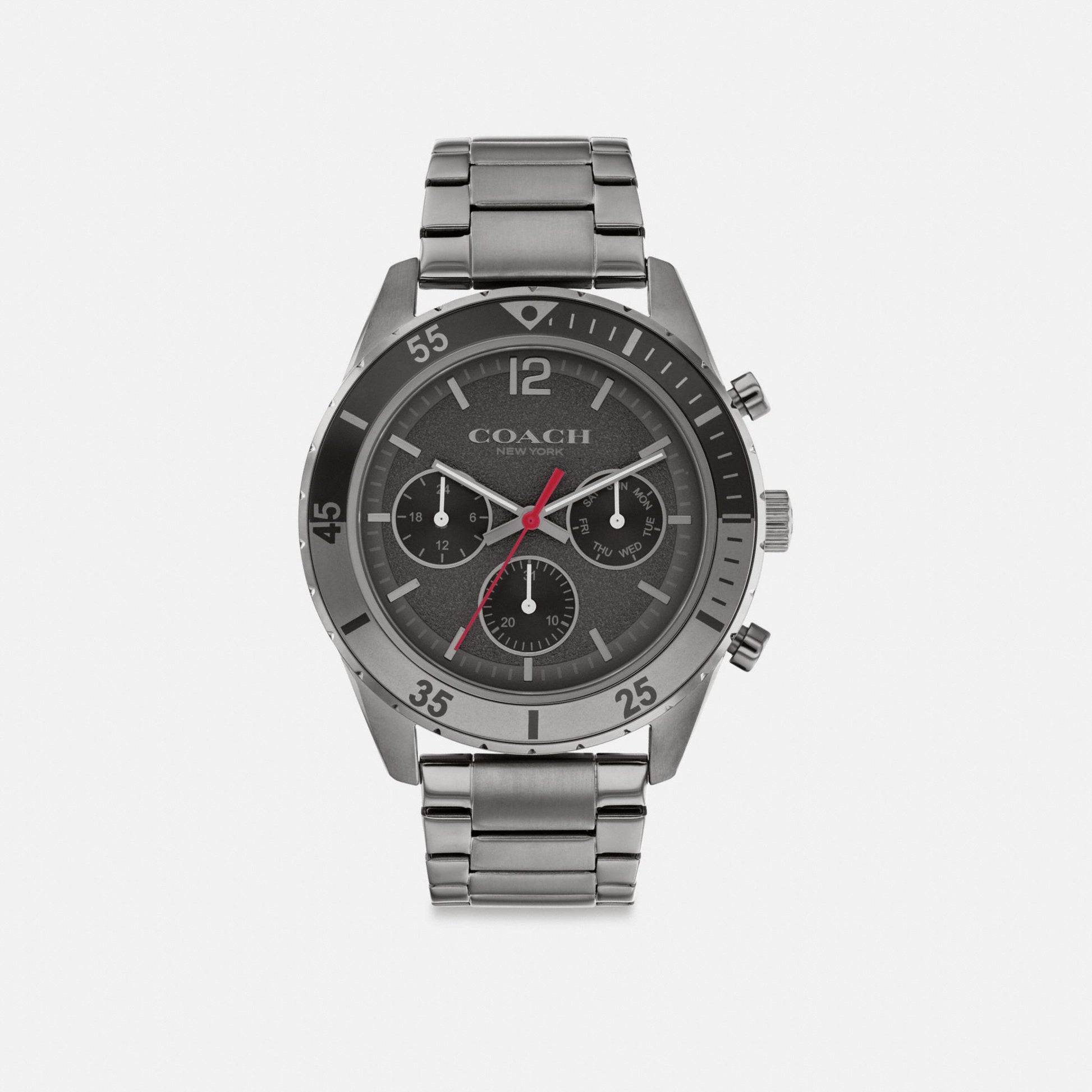 Men's Coach Cole Watch, 44 Mm in Dark Grey, style CO352 #color_Dark Grey — front view