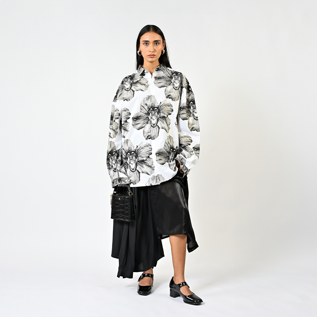 Canine printed cotton shirt - White by HUEMN