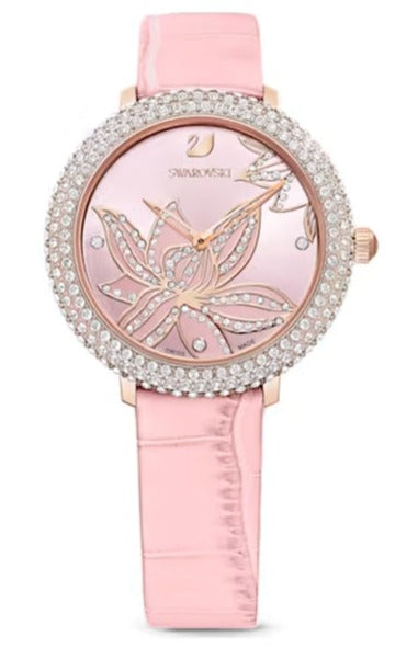 Swarovski Crystal Quartz Pink Dial Pink Leather Strap Watch — product photo (5575217)
