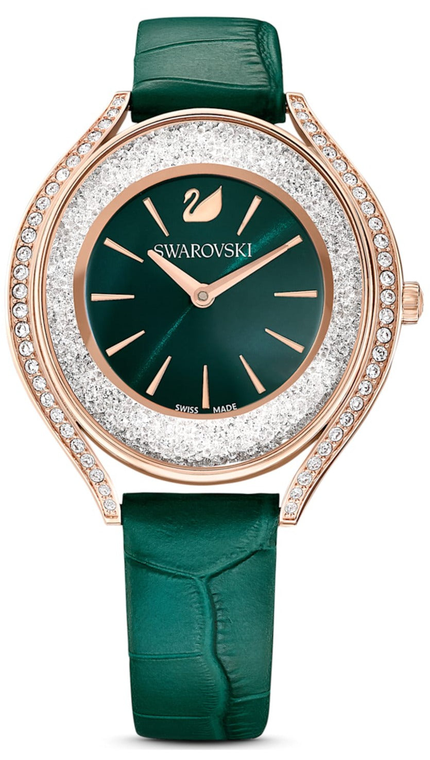 Swarovski Crystalline Aura watch, Swiss Made, Leather strap, Green, Crystals — product photo (5644078)