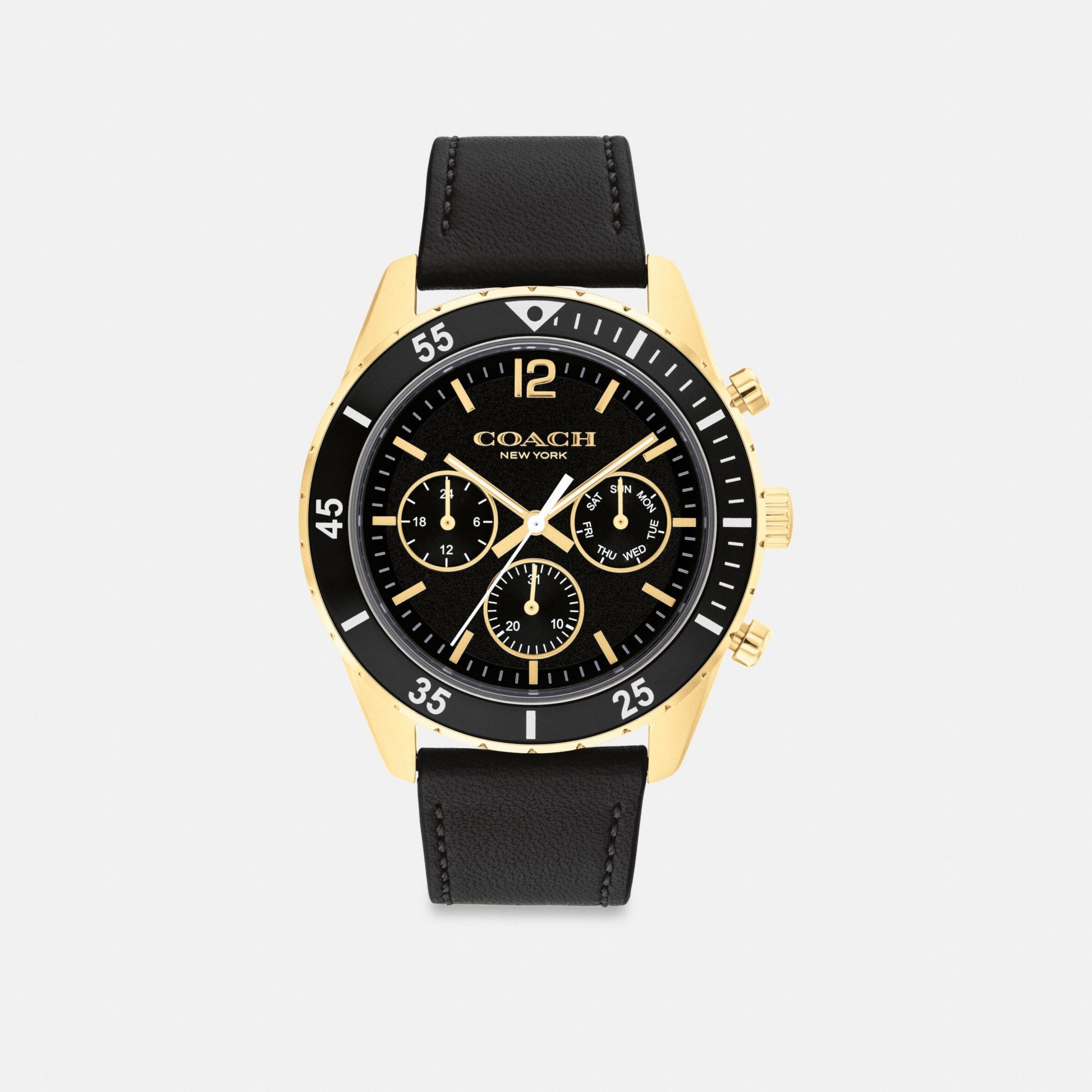 Men's Coach Cole Watch, 44 Mm in Black, style CS633 #color_Black — front view