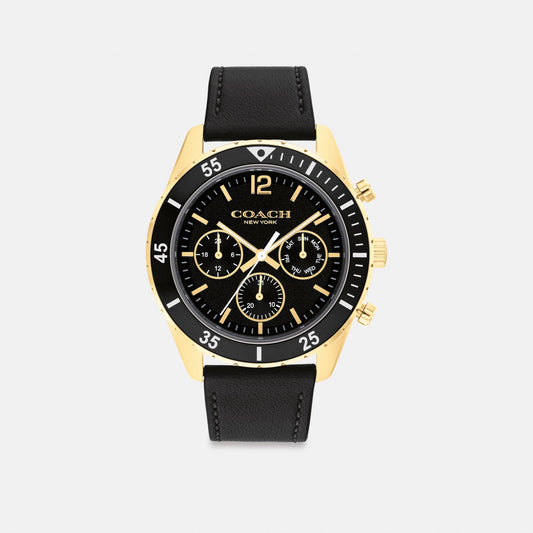 Men's Coach Cole Watch, 44 Mm in Black, style CS633 #color_Black — front view