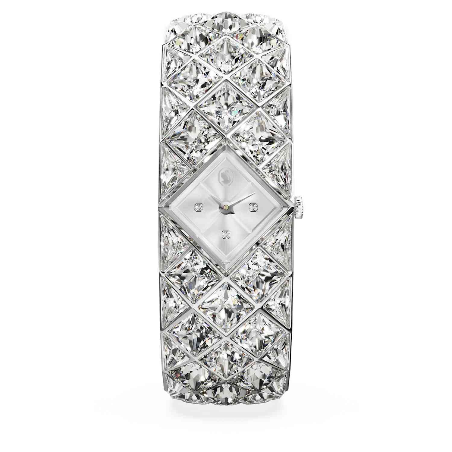 Curiosa bangle watch, Crystal bracelet, Silver tone, Stainless steel