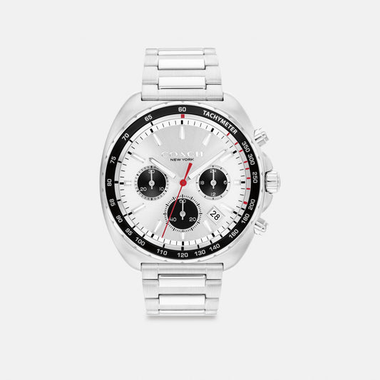 Men's Coach Charter Chronograph Watch, 44 Mm in Stainless Steel, style CX866 #color_Stainless Steel — front view