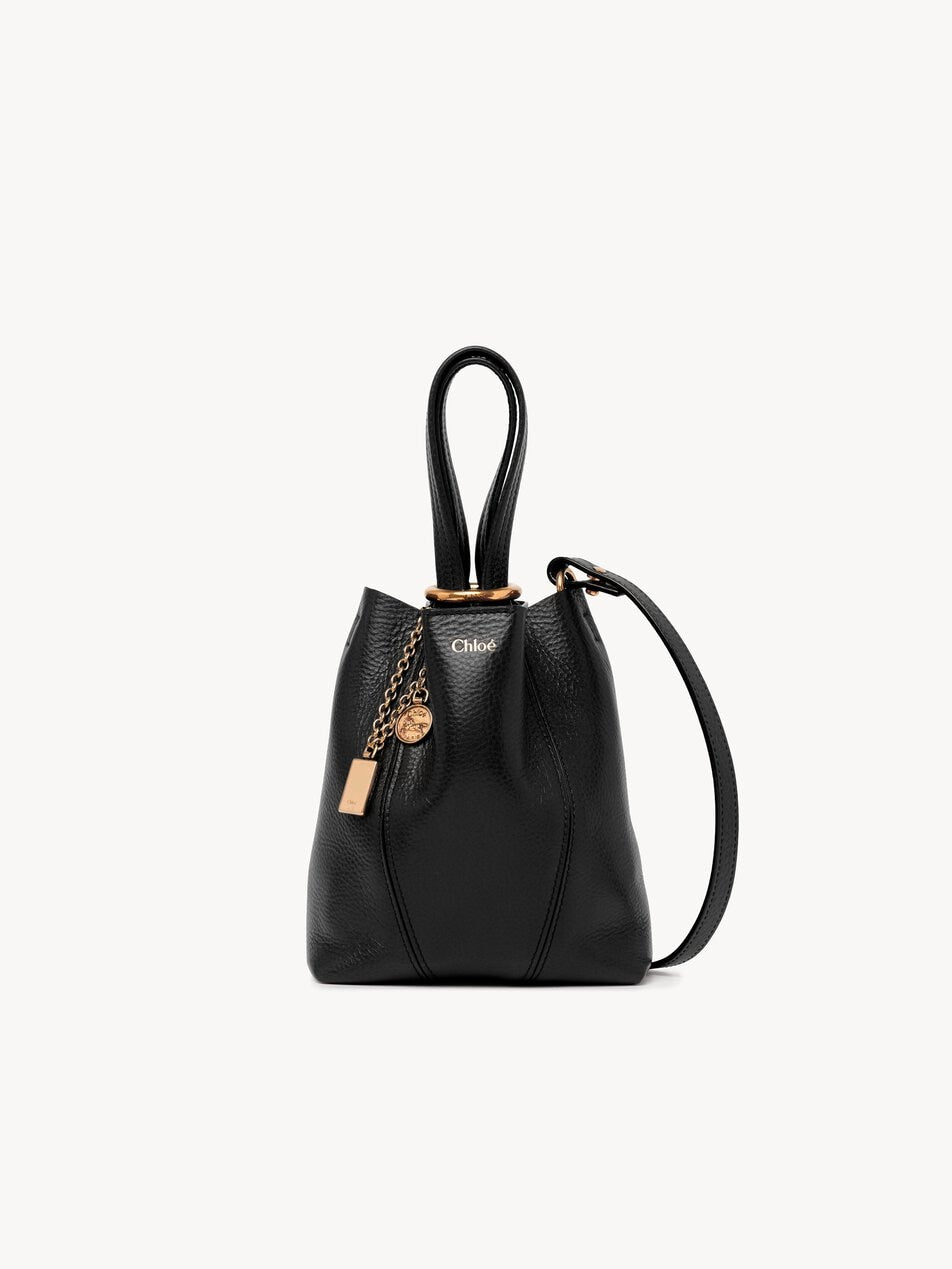 CHLOE Small Chloé Spin tote bag in grained leather Black by CHLOE